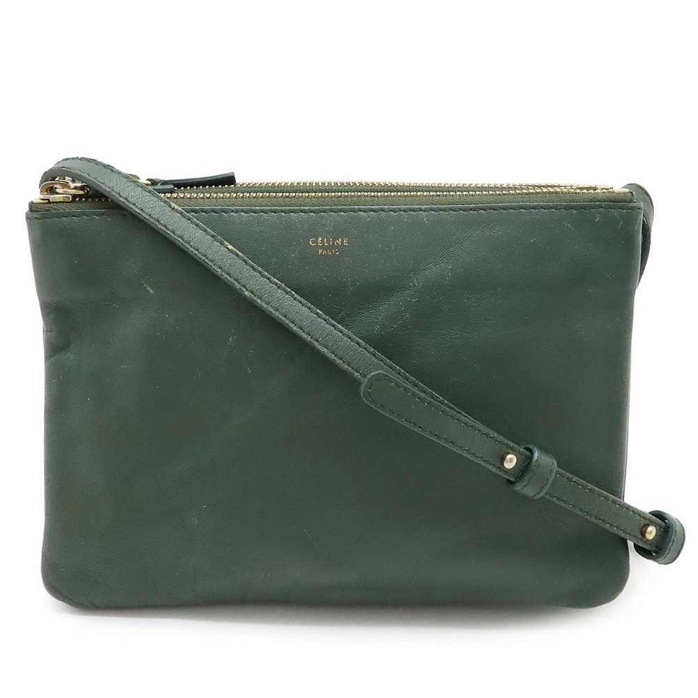 Celine Trio Shoulder Bag Lambskin Leather Green